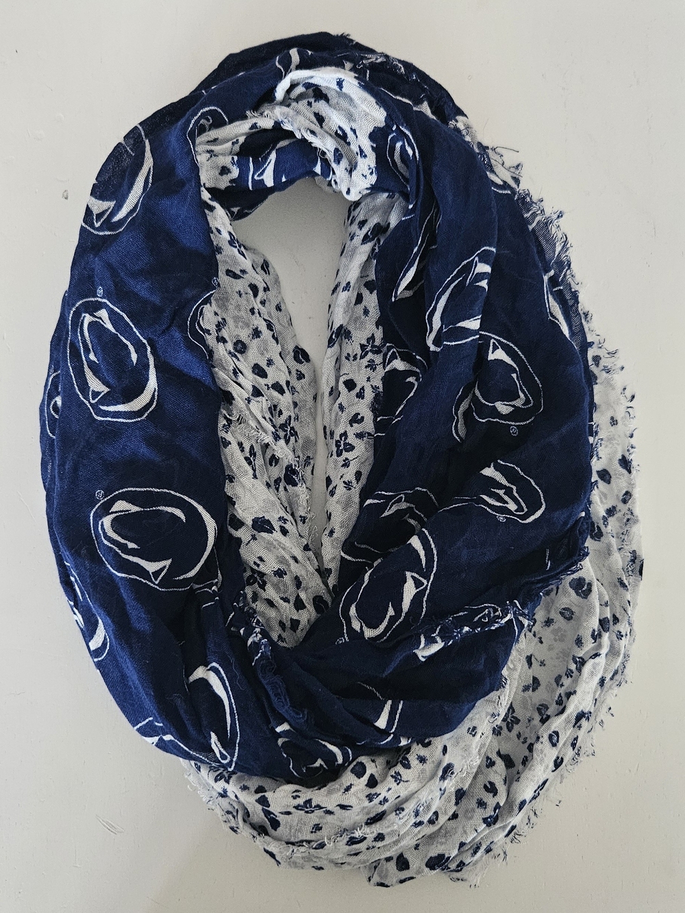 Zoozatz Penn State Floral Infinity Scarf Dual Print Nittany Lion Logo NCAA